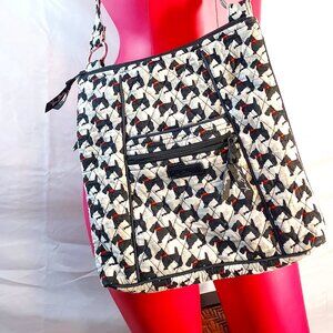 Vera Bradley Scottie Westie Print Quilted Hipster Crossbody Bag Black White  Red
